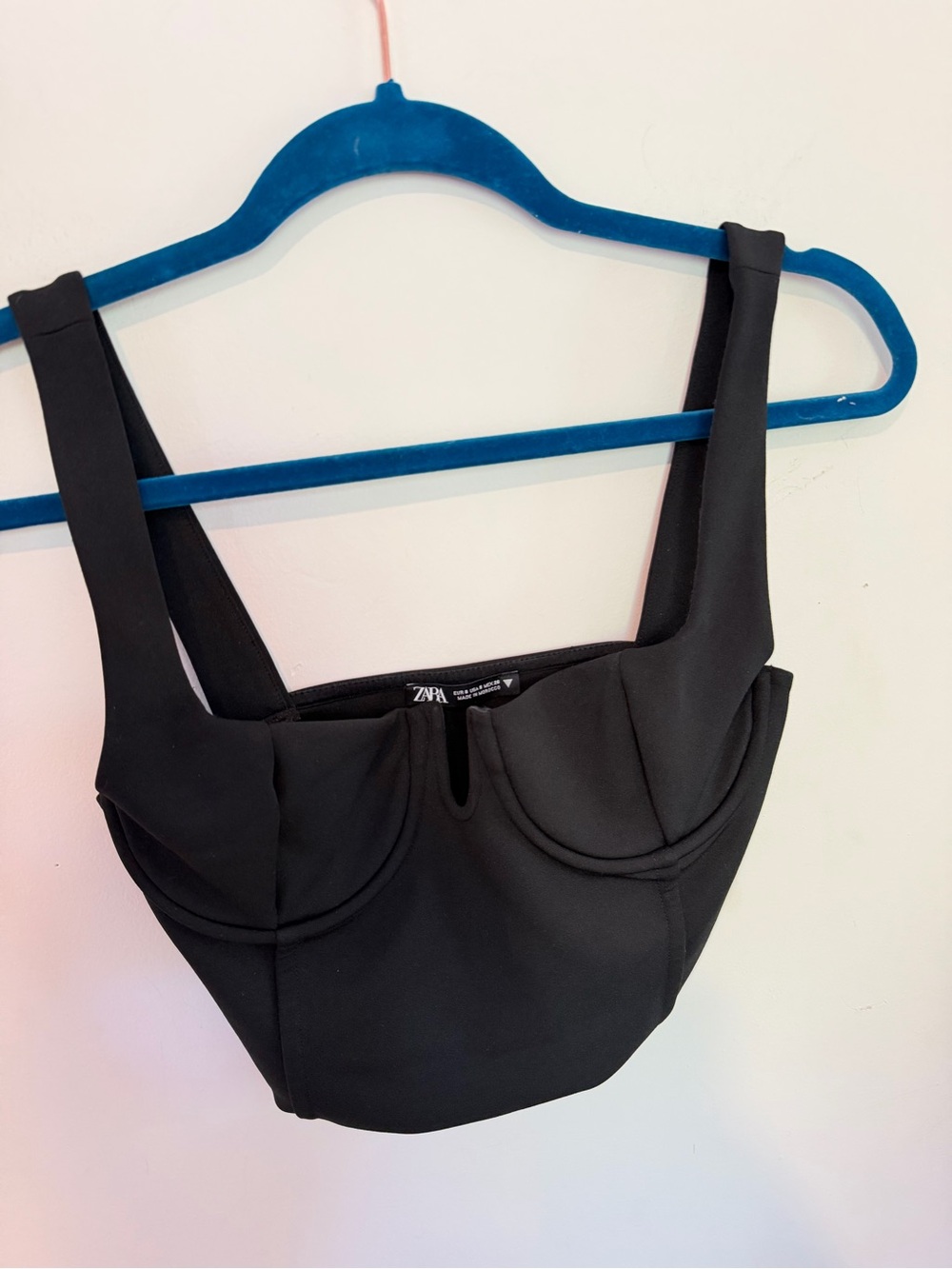 Zara Black Structured Bustier Crop Top